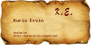 Kuris Ervin névjegykártya